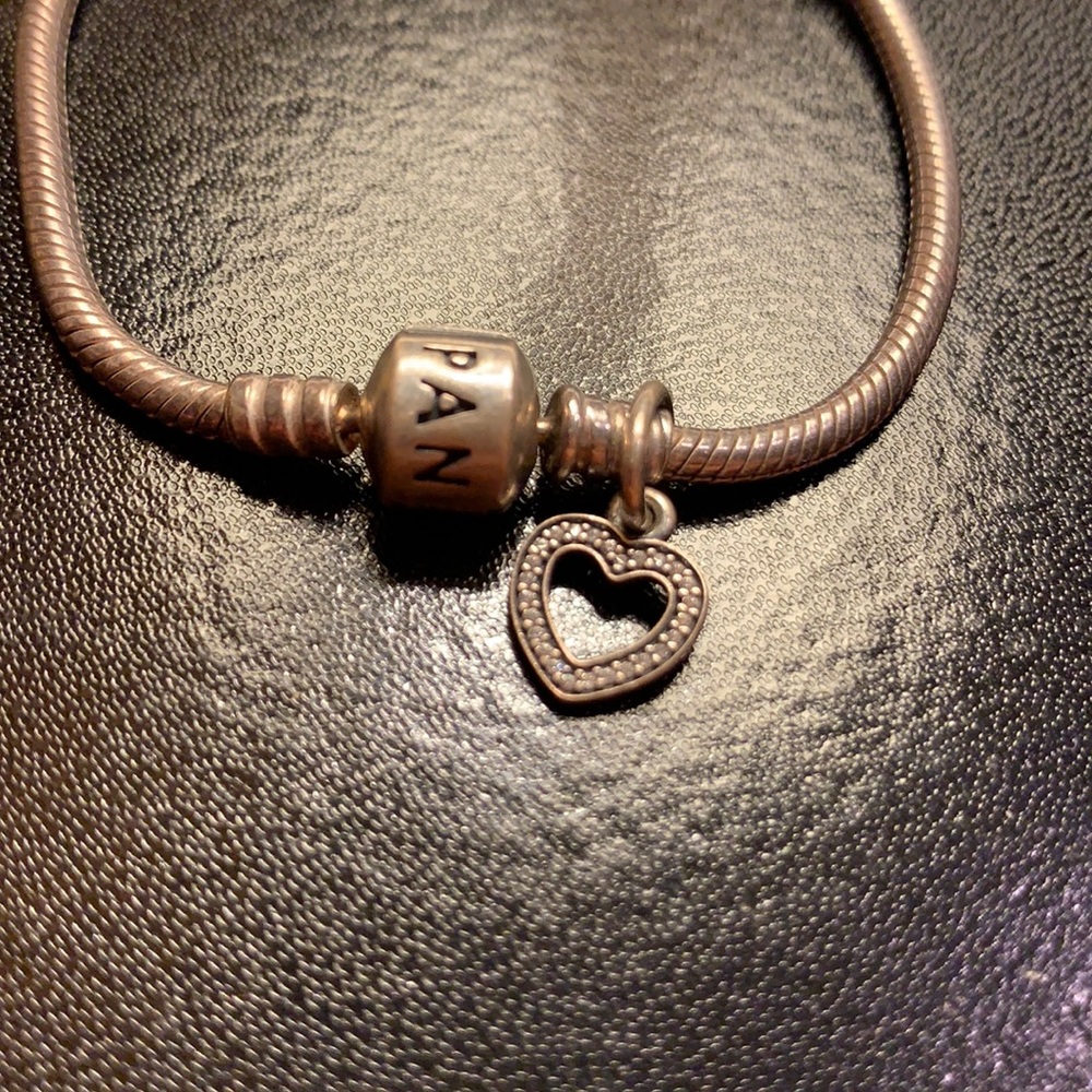 Pandora Dangling Diamond Heart Charm Bracelet